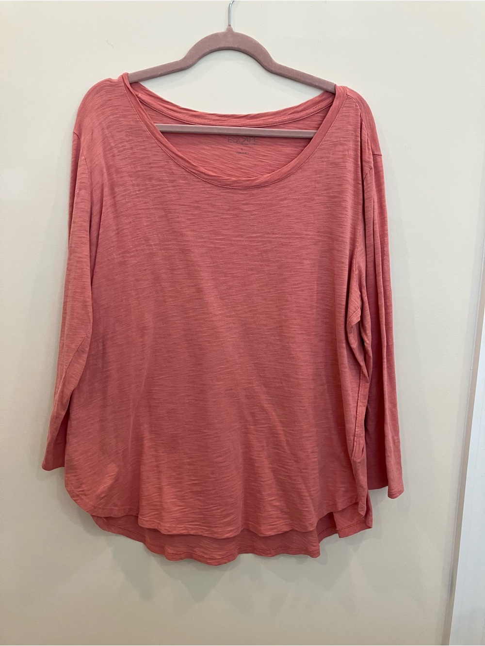 Escape Women’s Lightweight Long-Sleeve Scoop Neck Top - Coral